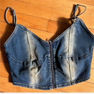 Princess Polly Blue Fitted denim Top